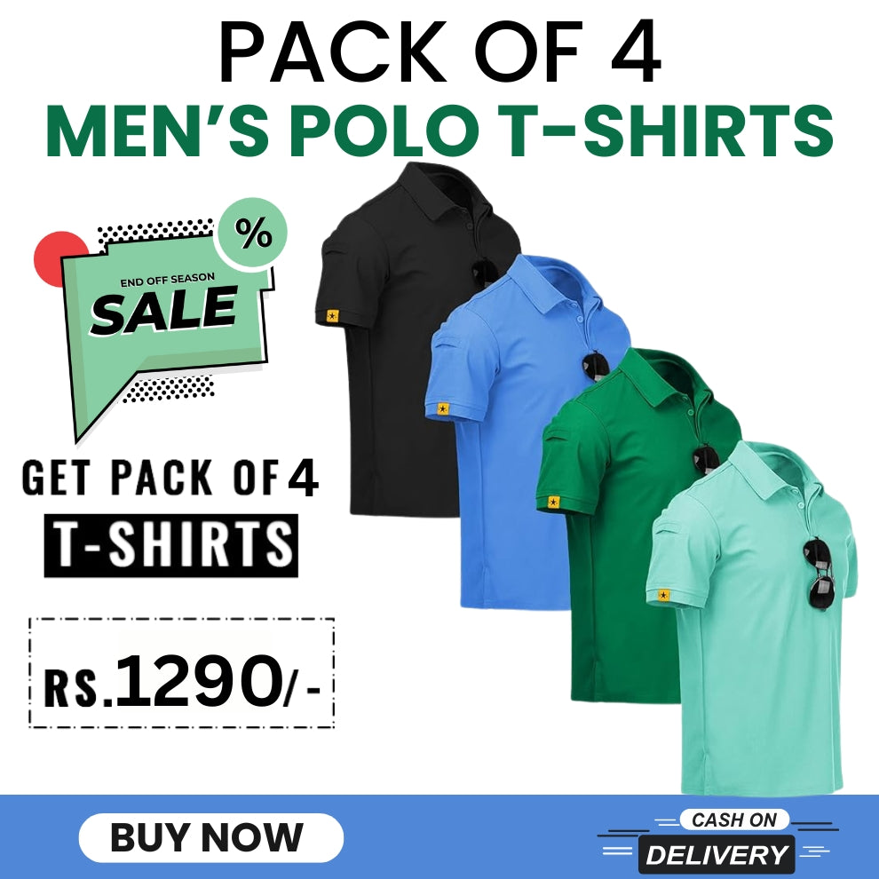 Men's Polo Premium Cotton T-Shirts | Pack of 4
