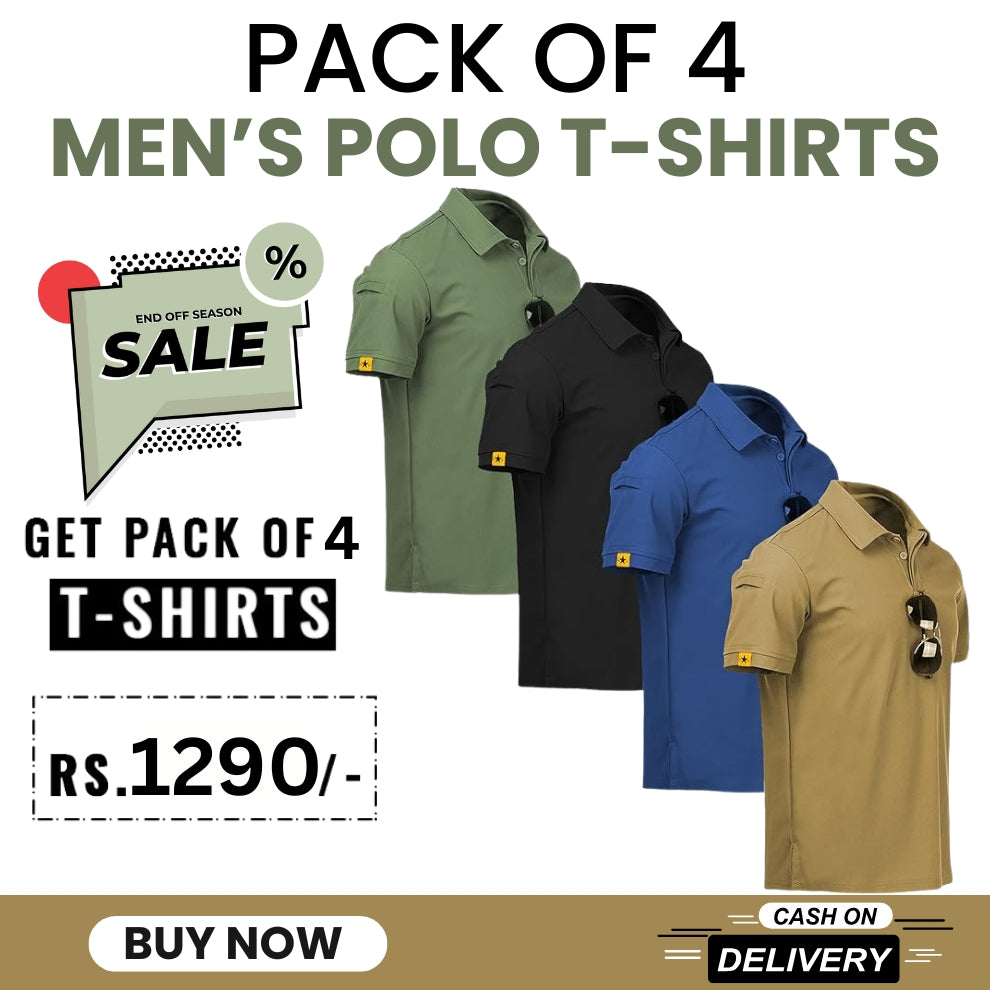 Men's Polo Premium Cotton T-Shirts | Pack of 4