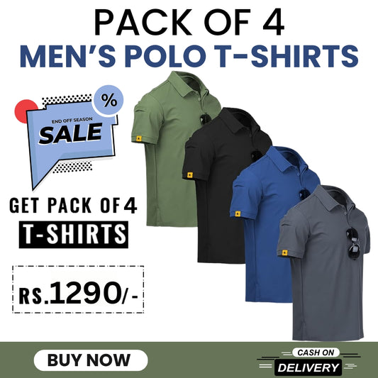 Men's Polo Premium Cotton T-Shirts | Pack of 4