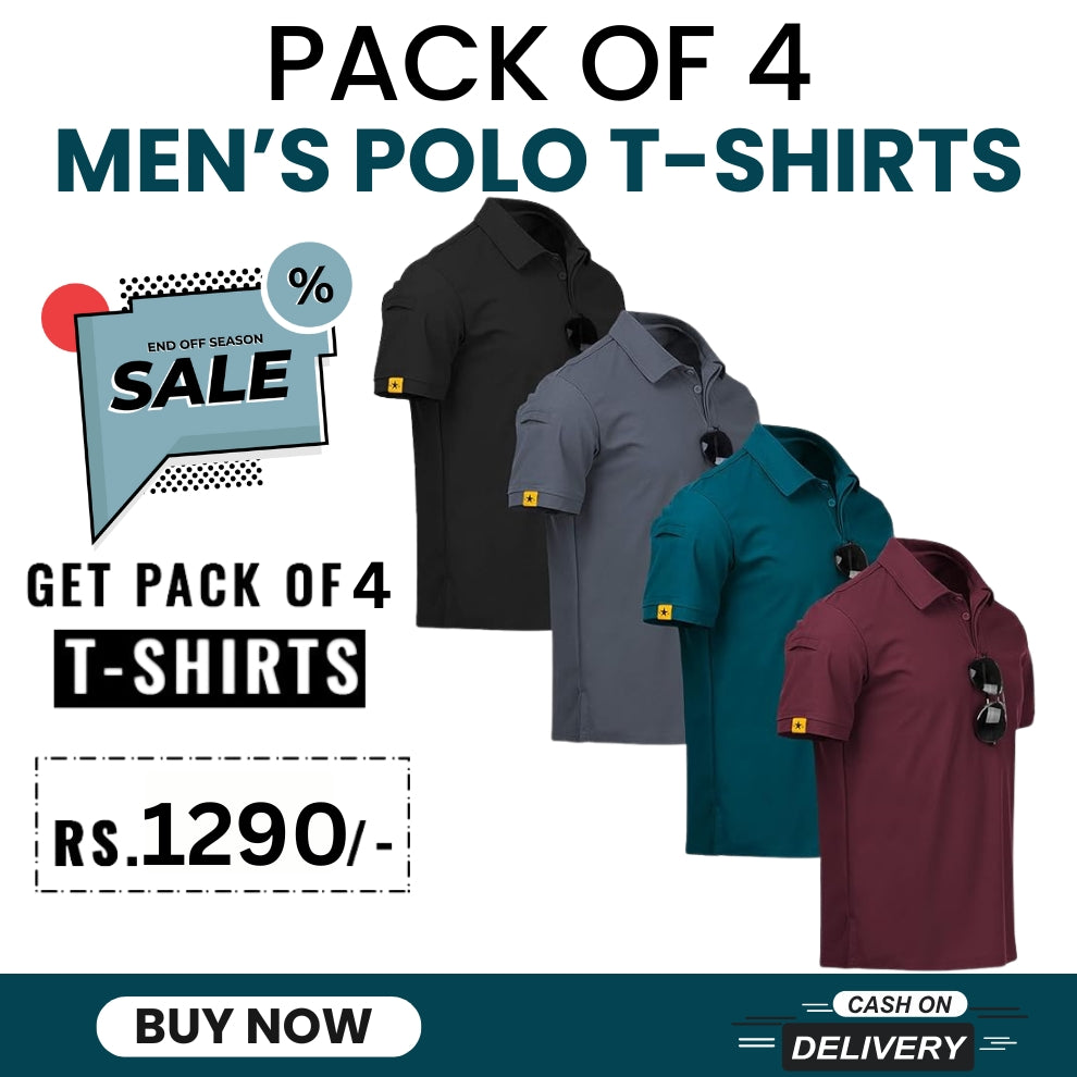 Men's Polo Premium Cotton T-Shirts | Pack of 4